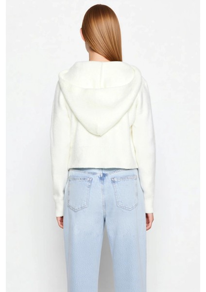 Kadın Fermuarlı Crop Kapüşonlu Triko Hırka Dokulu Örgü Detaylı Günlük Kombinler Için Şık ve Konforlu fırsatları