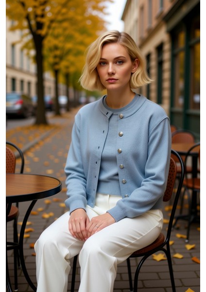 Kadın Bisiklet Yaka Düz Desen Triko Hırka Bluz Takımı Rahat ve Şık Bir Görünüm Fonksiyonel fiyatları