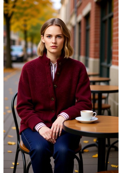 Kadın Buklet Dokulu Iplikli Geniş Kalıp Düğmeli Triko Hırka Şık ve Rahat Günlük Giyim Kombinleri fiyatları