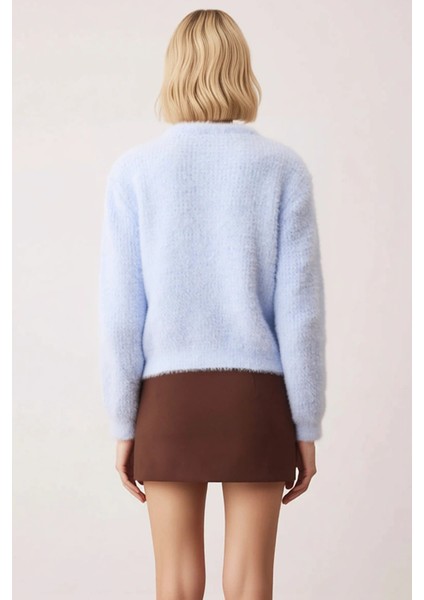 Kadın Dokulu Yumoş Iplik Bisiklet Yaka Uzun Kollu Crop Kesim Triko Hırka Günlük Şıklık ve Konfor indirimleri