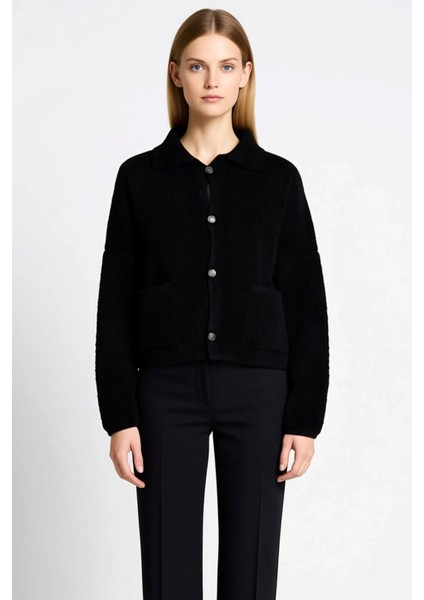 Kadın Oversize Kalıp Polo Yaka Düşük Kol Uzun Kollu Buklet Triko Hırka Rahat ve Şık Bir Görünüm fırsatları