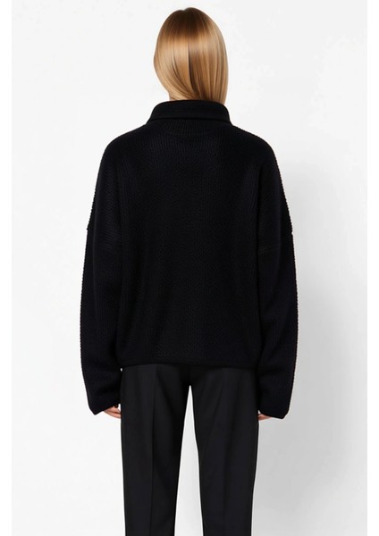 Kadın Oversize Kalıp Polo Yaka Düşük Kol Uzun Kollu Buklet Triko Hırka Rahat ve Şık Bir Görünüm indirimleri