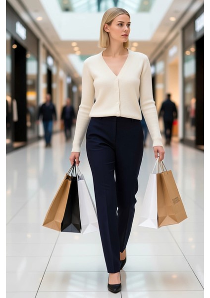 Kadın Crop Düğme Detaylı Yumuşak Dokulu V Yaka Yünlü Triko Hırka Rahat modelleri