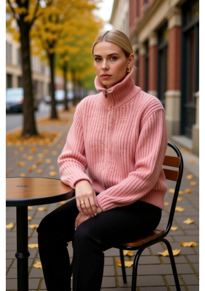 Kadın Geniş Kalıp Fermuarlı Triko Hırka Günlük Stilinizi Tamamlayan Yumuşak Dokunuş ve Konfor fiyatları