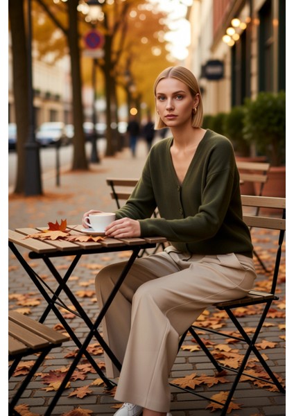 Kadın V Yaka Düşük Kol Triko Hırka Rahat Kalıp Günlük Stilin Tamamlayıcısı Konforlu Tasarım fiyatları