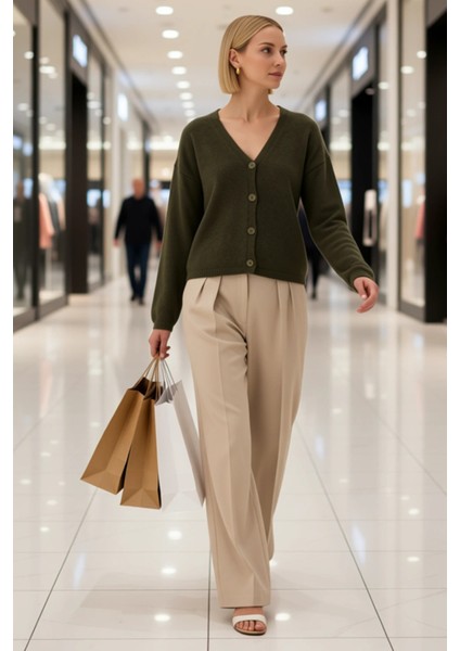 Kadın V Yaka Düşük Kol Triko Hırka Rahat Kalıp Günlük Stilin Tamamlayıcısı Konforlu Tasarım modelleri