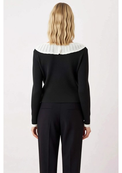 Kadınlara Özel Fırfırlı Yaka Detaylı Düğmeli Fitted Kesim Uzun Kollu Crop Triko Hırka Spor indirimleri