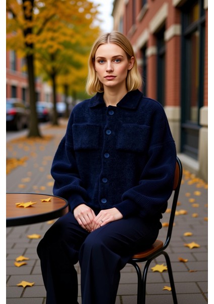 Kadın Yumuşak Dokulu Oversize Triko Hırka Mont Görünümlü Şıklık ve Sunan Tasarım Dayanıklı fiyatları