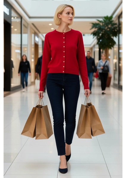 Kadın Giyim Koleksiyonu Düğme Detaylı Uzun Kollu Triko Hırka Günlük Tamamlayan Bir Parça Şık modelleri