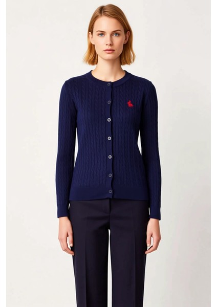 Kadın At Nakış Detaylı Saç Örgü Dokulu Ince Triko Hırka Günlük Şıklık ve Konfor Sunar Spor fırsatları