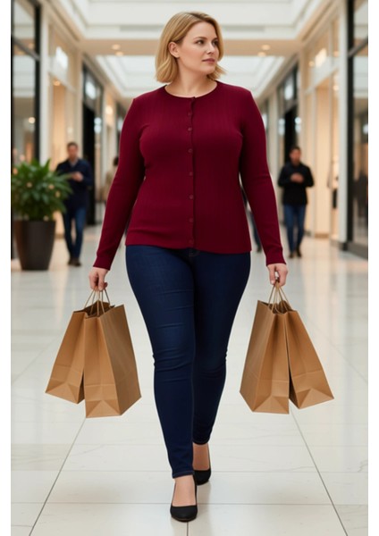 Kadın Fitilli Triko Düğmeli Hırka Yumuşak Dokulu Uzun Kollu Rahat Kesim Fonksiyonel Modern modelleri