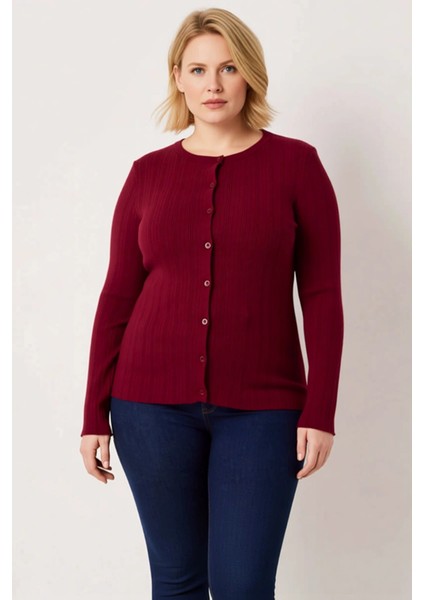 Kadın Fitilli Triko Düğmeli Hırka Yumuşak Dokulu Uzun Kollu Rahat Kesim Fonksiyonel Modern fırsatları