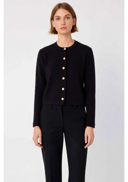 Kadın Crop Triko Hırka Düğme Detaylı Şık ve Rahat Günlük Kombinler Özel Iplik Dokuma Zarif fırsatları