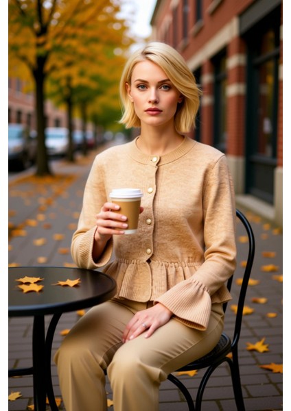 Kadınların Gardırobuna Zarif Bir Dokunuş Katacak Yumuşak Dokulu Peplum Detaylı Triko Hırka Modeli fiyatları