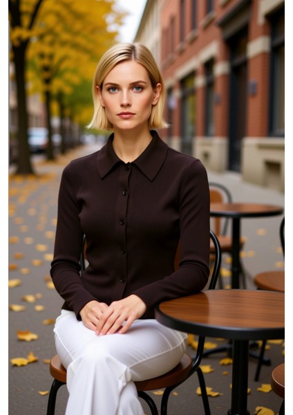 Kadın Ribanalı Polo Yaka Triko Hırka Zamansız Stil ve Günlük Kombinlerin Anahtar Parçası Şık fiyatları