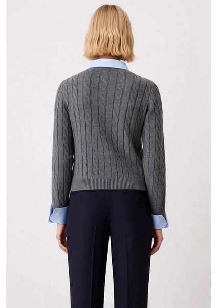 Kadın Klasik Saç Örgü Desenli Önü Düğmeli Uzun Kollu Triko Hırka Kış Sezonu Konforlu Şıklık indirimleri