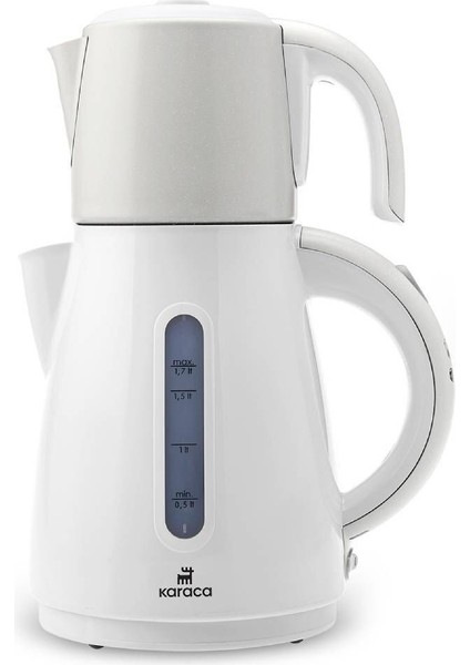 Şık Çelik Demlikli Çay Makinesi, Pearl White, Daystar, Modern Tasarım