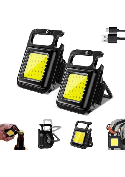 Anahtarlıklı, Açacaklı,güçlü Mıknatıslı 3 Farklı LED Modlu Mini Boy Asılabilen Ledel Feneri