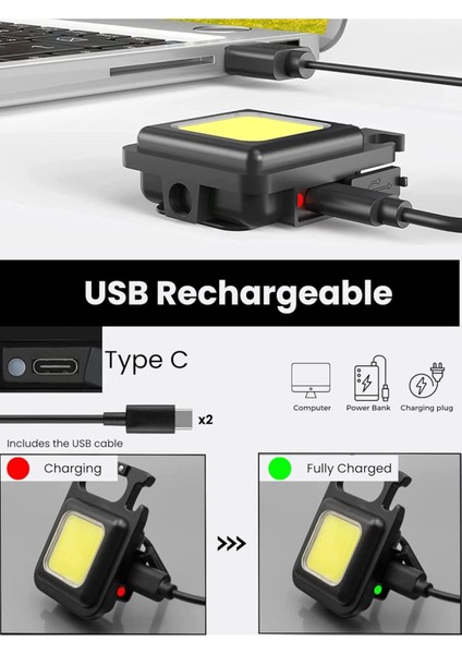 Anahtarlıklı, Açacaklı,güçlü Mıknatıslı 3 Farklı LED Modlu Mini Boy Asılabilen Ledel Feneri modelleri