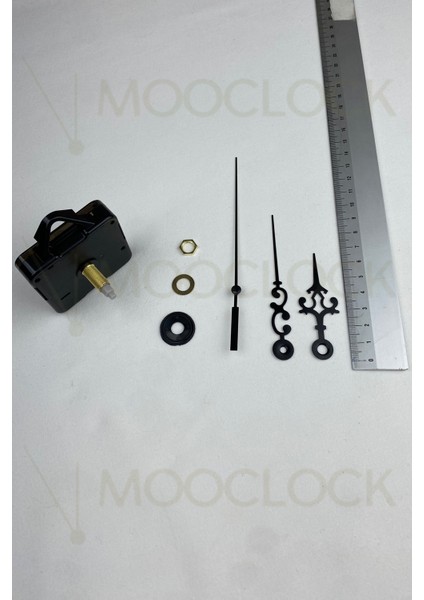 Sessiz Duvar Saati Mekanizması, 22 mm Şaft, Akrep-Yelkovan-Saniye, Siyah Renk