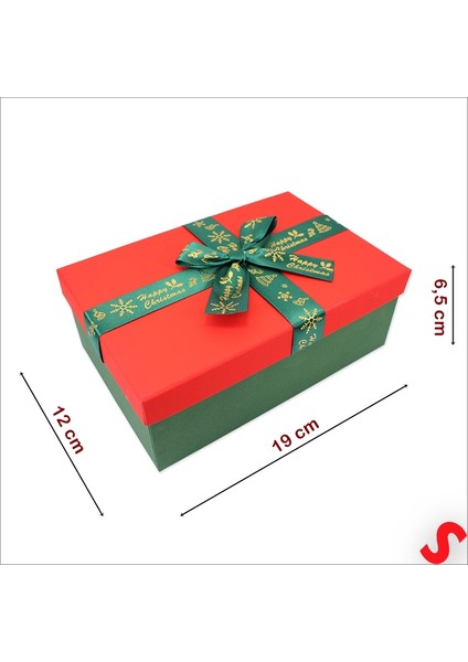 Kırmızı Kapaklı Fiyonklu Yeşil Kutu, 19 cm - Küçük Boy fiyatları