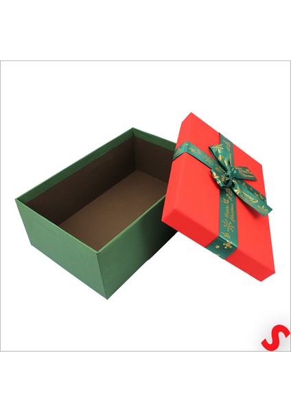 Kırmızı Kapaklı Fiyonklu Yeşil Kutu, 19 cm - Küçük Boy fırsatları