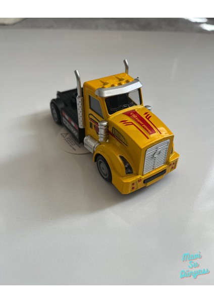 Metal Çek Bırak Tır Kafası Araba 13X5 cm Sarı