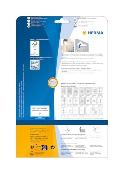 Herma 4387 Üniversal Etiket Dın A4 Çıkarılabilir 30 Mm, 25 Yaprak, Kağıt, Mat, Yuvarlak, Çıkarılabilir ve Tekrar Yapışan Adres Çıkartması, 1.200 Yapışkan Etiket, Beyaz