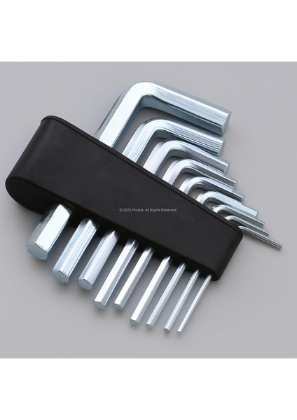 9 Parça Alyan Seti, Krom Kaplamalı, Alyan Anahtar Takımı, Sertleştirilmiş Çelik, Pratik Taşıma Aparatlı, Dayanıklı, Tamirat Aleti