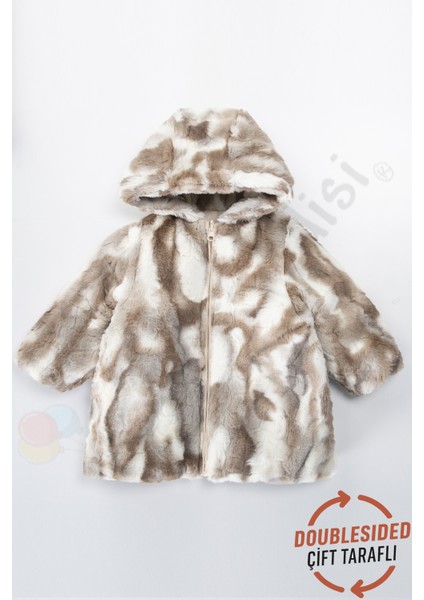 Çift Taraflı Içi Kürklü Peluş Şişme Fermuarlı Kalın Kar Kapüşonlu Kışlık Kız Bebek Mont Çocuk Kaban fiyatları