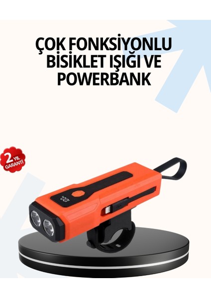 Powerbank Özellikli Bisiklet Işığı Dijital Göstergeli LED