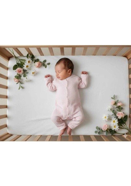 Müslin Tulum | %100 Pamuk Beyaz Uzun Kollu | 0-3 Ay Hastane Çıkışı | Nefes Alan | Çıtçıtlı fiyatları