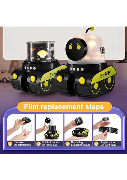 Çocuklar Için Eğitici ve Eğlenceli Robot Temalı Projektör Gece Lambası