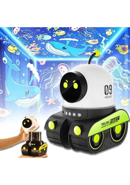 Çocuklar Için Eğitici ve Eğlenceli Robot Temalı Projektör Gece Lambası indirimleri