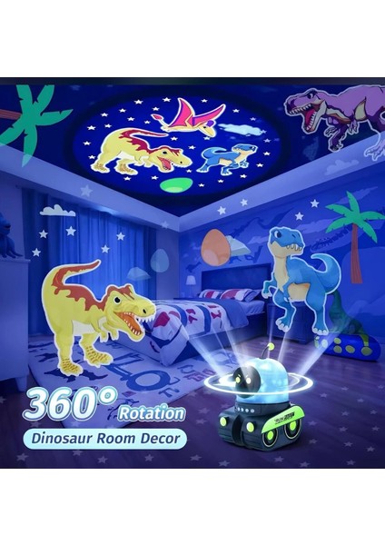 Çocuklar Için Eğitici ve Eğlenceli Robot Temalı Projektör Gece Lambası