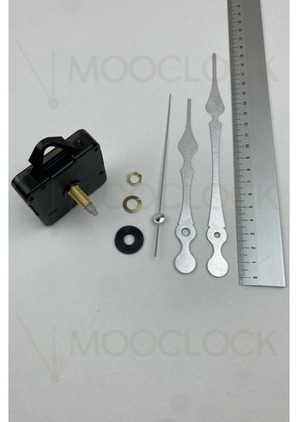 Sessiz Duvar Saati Mekanizması, 22 mm Şaft, Akrep, Yelkovan, Saniye, Metal