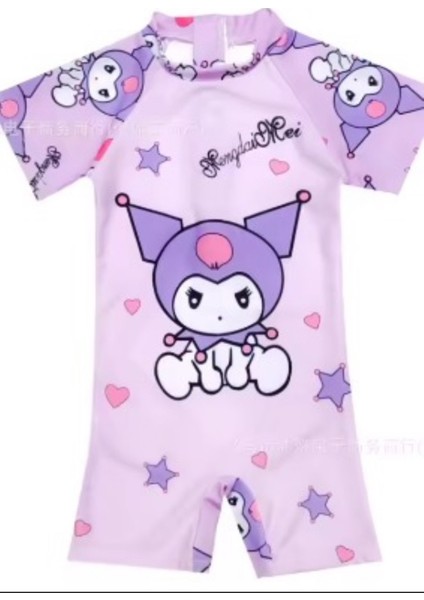 Kuromi Şirin Mor Tulum Kız Çocuk Güneş Korumalı Mayo