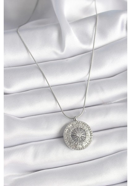 316L Çelik Gümüş Renk Zirkon Taşlı 12 Burç Madalyon Model Kadın Kolye fiyatları