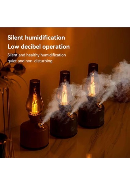 Vintage Alev Efektli Gece Lambalı Hava Nemlendirici – Ayarlanabilir Işık ve Buhar Gücü fiyatları