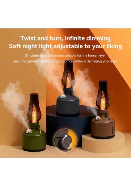 Vintage Alev Efektli Gece Lambalı Hava Nemlendirici – Ayarlanabilir Işık ve Buhar Gücü indirimleri