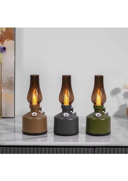 Vintage Alev Efektli Gece Lambalı Hava Nemlendirici – Ayarlanabilir Işık ve Buhar Gücü