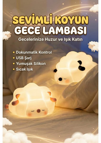 Yumuşak Silikon Gece Lambası –sevimli Koyun Dokunmatik & Sıkınca Yanan