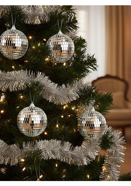Yılbaşı Topları Aynalı Disko Topu Çam Ağacı Süsleri Gümüş 4 cm 6'lı fiyatları