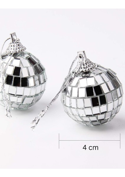 Yılbaşı Topları Aynalı Disko Topu Çam Ağacı Süsleri Gümüş 4 cm 6'lı modelleri