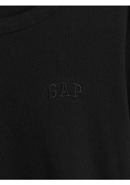 Kadın Siyah Ribana Crop Bisiklet Yaka T-Shirt modelleri