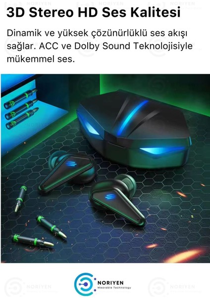 K55 Tws Pro Oyuncu Kulaklığı 3D Stereo Ses Extra Bass Işıklı Mikrofonlu Bluetooth Kablosuz Kulaklık fiyatları