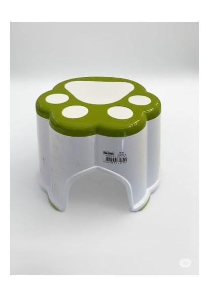 Kaydırmaz Tabanlı Çocuk Taburesi, Pati Desenli, Yeşil