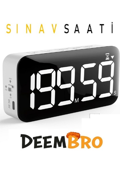 2 Adet Sınav Saati 199 Dakika ve 59 Saniyeden Geri Sayım Öğrenci Saati Deneme Çalışma Saati dijital sınav saati