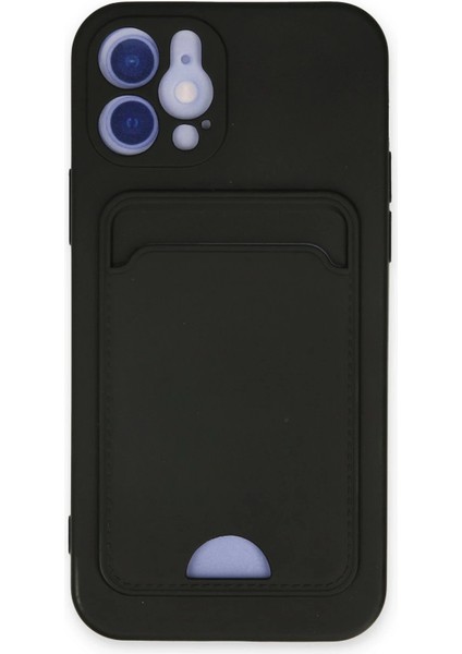 iPhone 12 Kılıf Kelvin Kartvizitli Silikon - Siyah