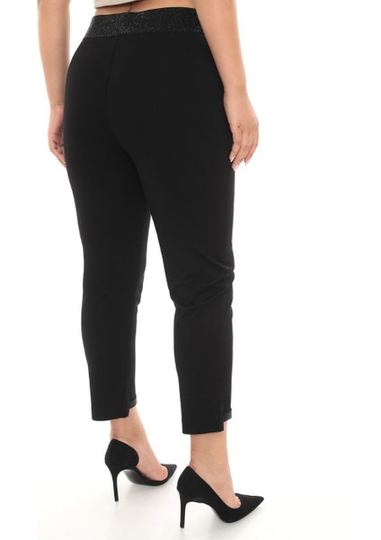 Büyük Beden Mom Yüksek Bel Dar Paça Taş Detaylı Örme Kadın Pantolon modelleri